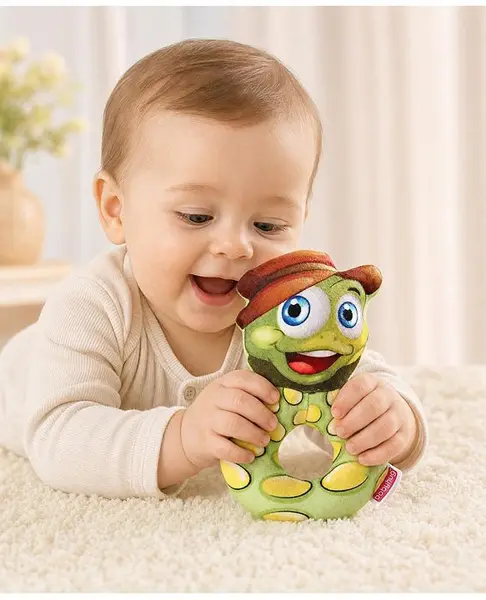 Babyhug Snake Face Rattle With Sound - Green