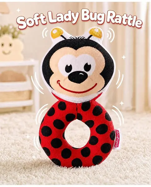 Babyhug Lady Bug Face Rattle Cum Toy Ring - Red