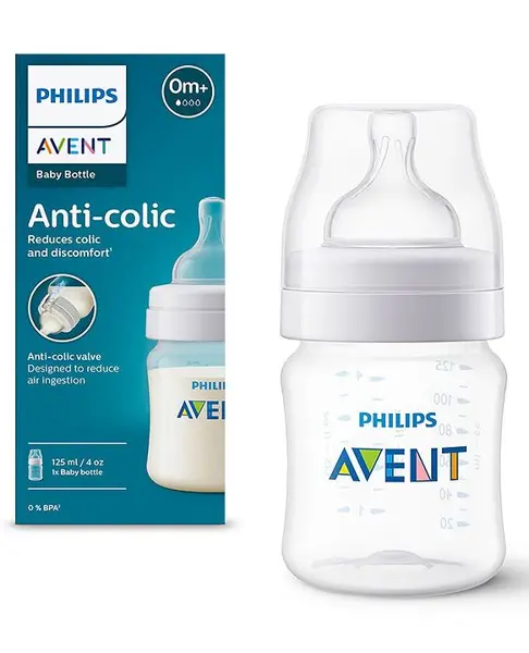 Avent Classic Anti Colic Bottle I Ideal for 0 Month+ I New Born Flow I BPA Free - 125 ml