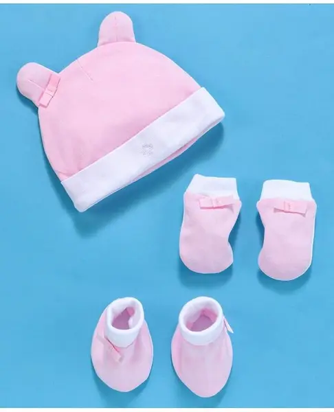 My Milestones Accessories Gift Set 3 Pcs (Cap Mittens & Booties) - Pink