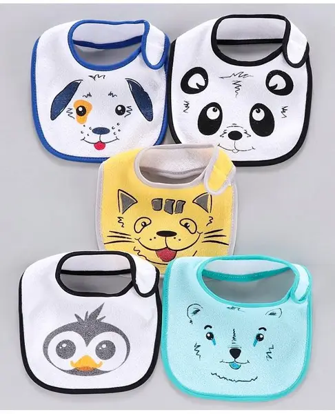 Zoe Terry Printed Bibs Pack of 5 - Multicolor