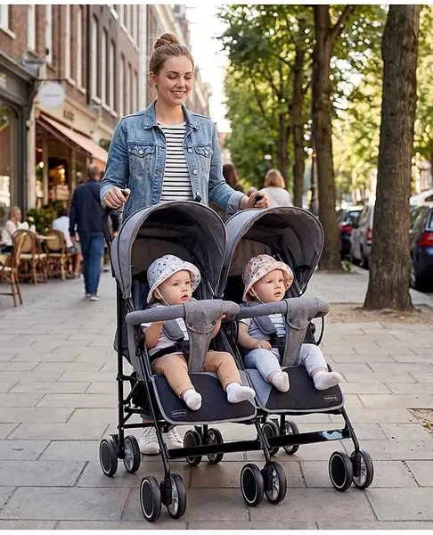 Babyhug Deuce Twin Stroller - Grey