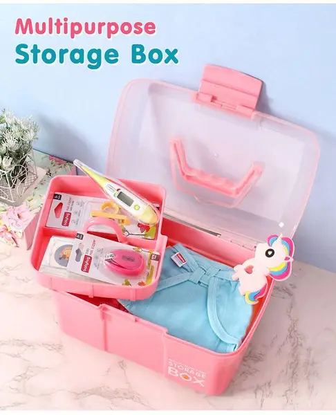 Compact Multi Functional Storage Box with Handles- Pink