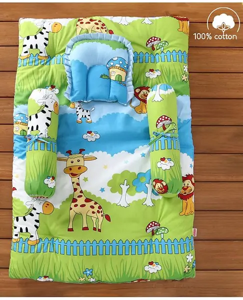 Babyhug Cotton Bedding Set Jungle Print - Blue