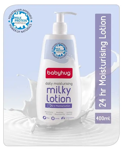 Babyhug Milk Protein Formula Daily Moisturising Milky Lotion  Mild & Gentle Formula For Newborn Baby - 400 ml