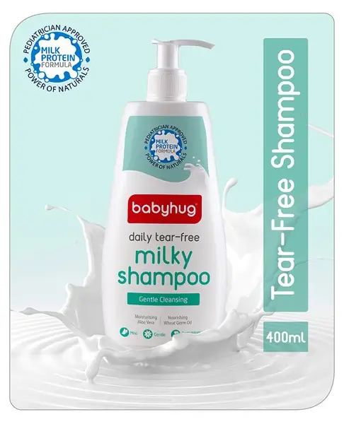 Babyhug Milk Protein Formula Daily Tear Free Milky Shampoo Ideal For Newborn BabyS Delicate Scalp - 400 ml