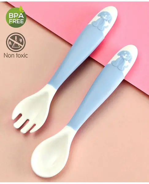 Babyhug Flexible Spoon & Fork Set - Blue