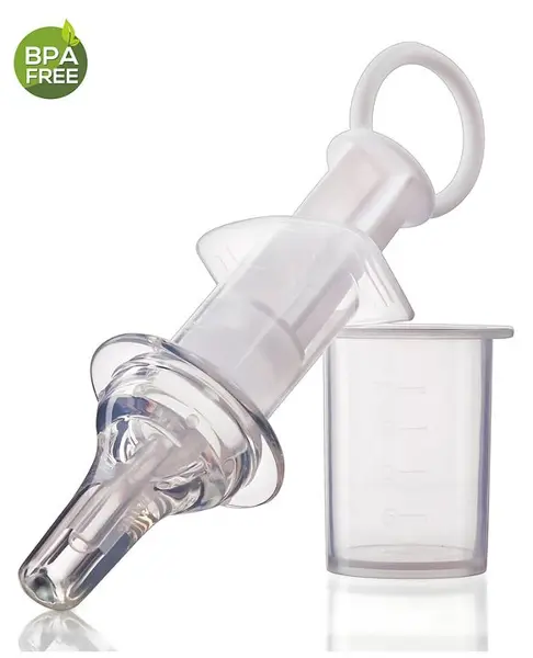 Babyhug Silicone Medicine Feeder with pacifier Cap - White