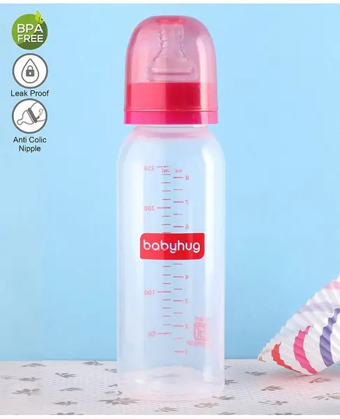 Babyhug Feeding Bottle with Silicone Teat Pink - 250 ml