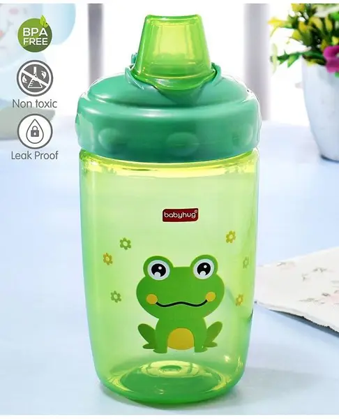 Babyhug Frog Print Soft Silicone Spout Sipper Green - 360 ml