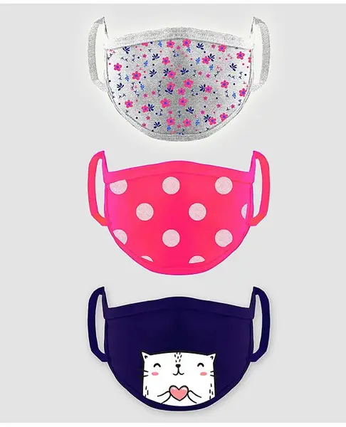 Babyhug 12 to 24 Months Printed Two Layer Mask with Filter - Pack of 3 (Color May Vary)