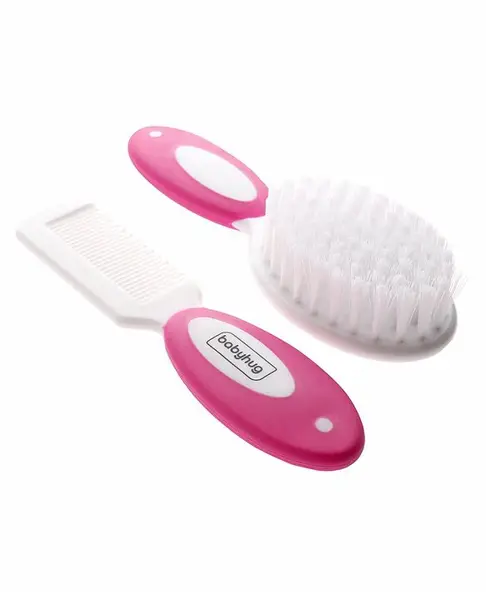 Babyhug Easy Grip Hair Brush & Comb Set - Pink