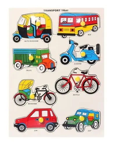 Little Genius Wooden Transport Tray knob Puzzle