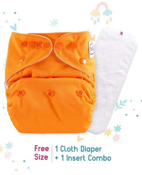 Babyhug Free Size Reusable Cloth Diaper With Insert - Orange