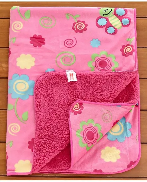 Babyhug Sherin & Poly Wool All Season Blanket Multidesign  - Pink (Blankets Fur Color May Vary)