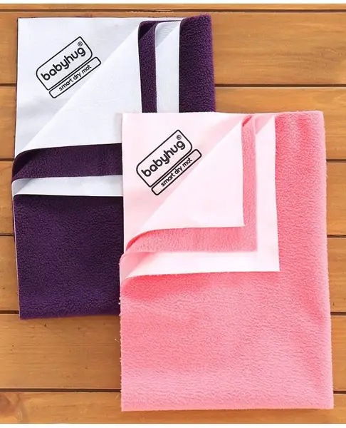 Babyhug Smart Dry aBabyhug Smart Dry Bed Protector Sheet Pack of 2 Small- Violet and PinkBed Protector Sheet Pack of 2 - Violet and Pink