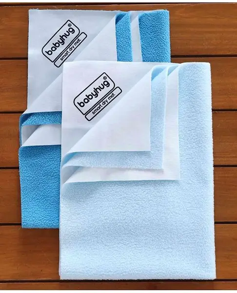 Babyhug Smart Dry Bed Protector Sheet Pack of 2 Large - Blue