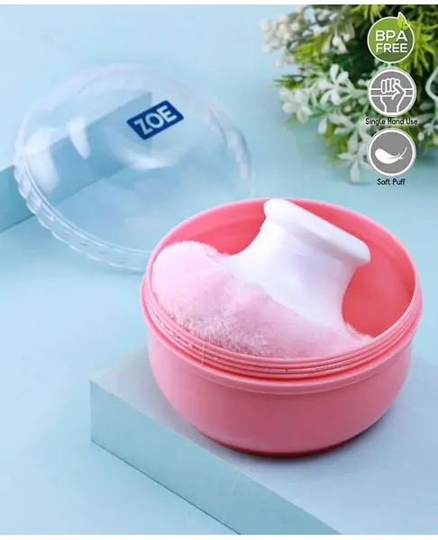 Zoe Powder Puff With Case - Pink