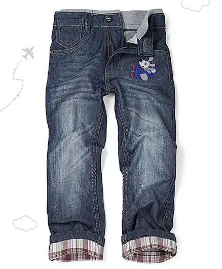 Flight Deck by Babyhug Jeans Doggy Pilot Embroidery - Dark Blue