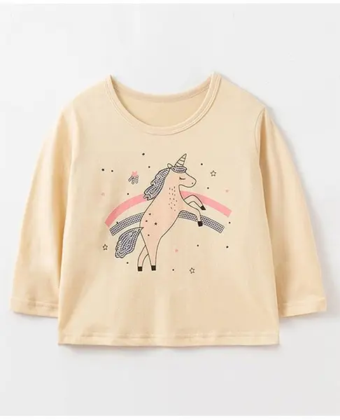 Kookie Kids Full Sleeves Tee Unicorn Print - Yellow