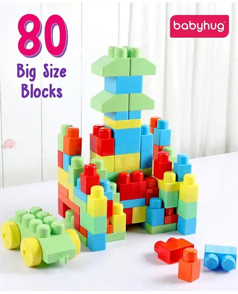 Babyhug Premium 80 Pcs Mega Size First Builders Toddler Blocks