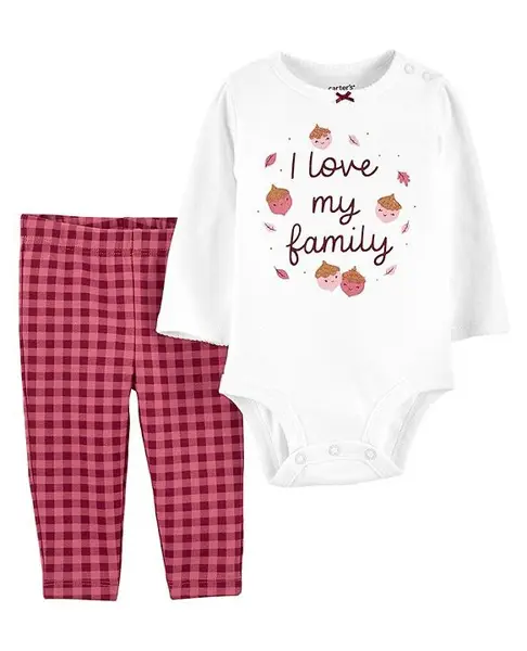 Carters 2-Piece I Love My Family Onesie with Pant Set  - White