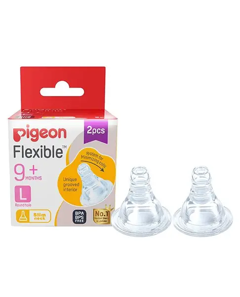 Pigeon Peristaltic Large Size Nipple Pack of 2 - White