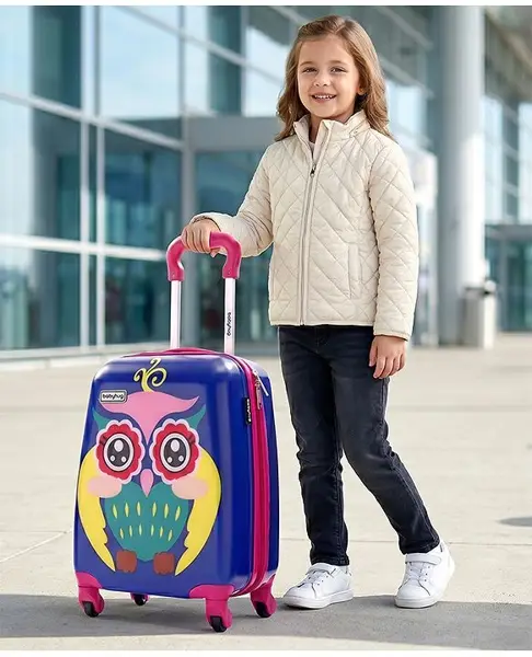 Babyhug Kids Expandable Trolley Bag Owl Print Blue - 18 Inches
