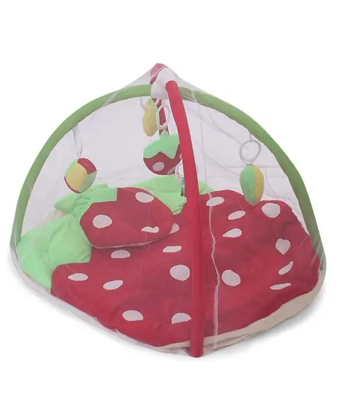 Babyhug Play Gym With Strawberry Cut & Mosquito Net - Red