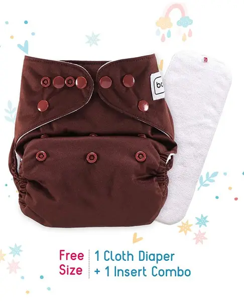 Babyhug Free Size Reusable Cloth Diaper With Insert - Brown