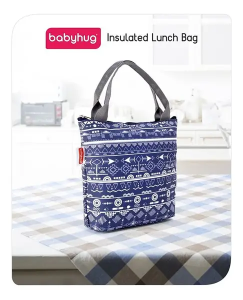 Babyhug Portable and Reusable Insulated Lunch Bag With Strips Print
