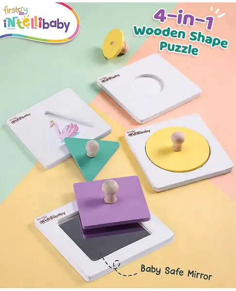 Intellibaby Wooden Shape Matching Boards Level 6 - Multicolor