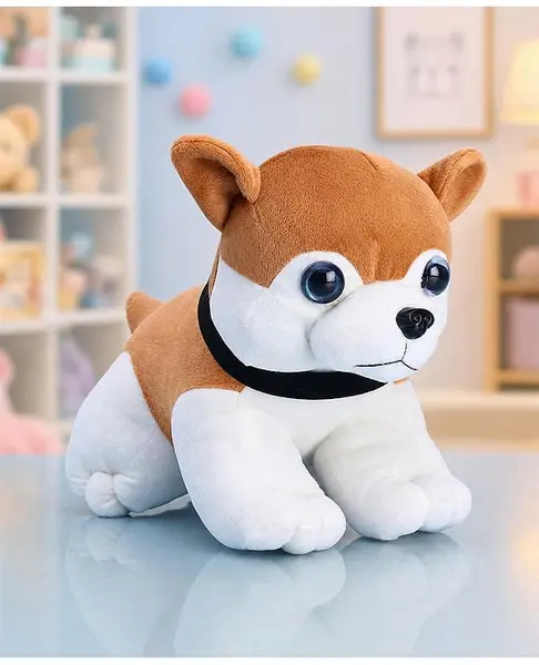 Babyhug Wolf Dog Soft Toy Brown White - Height 40 cm