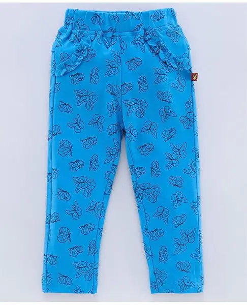 WOW Full Length Trouser Butterfly Print - Blue